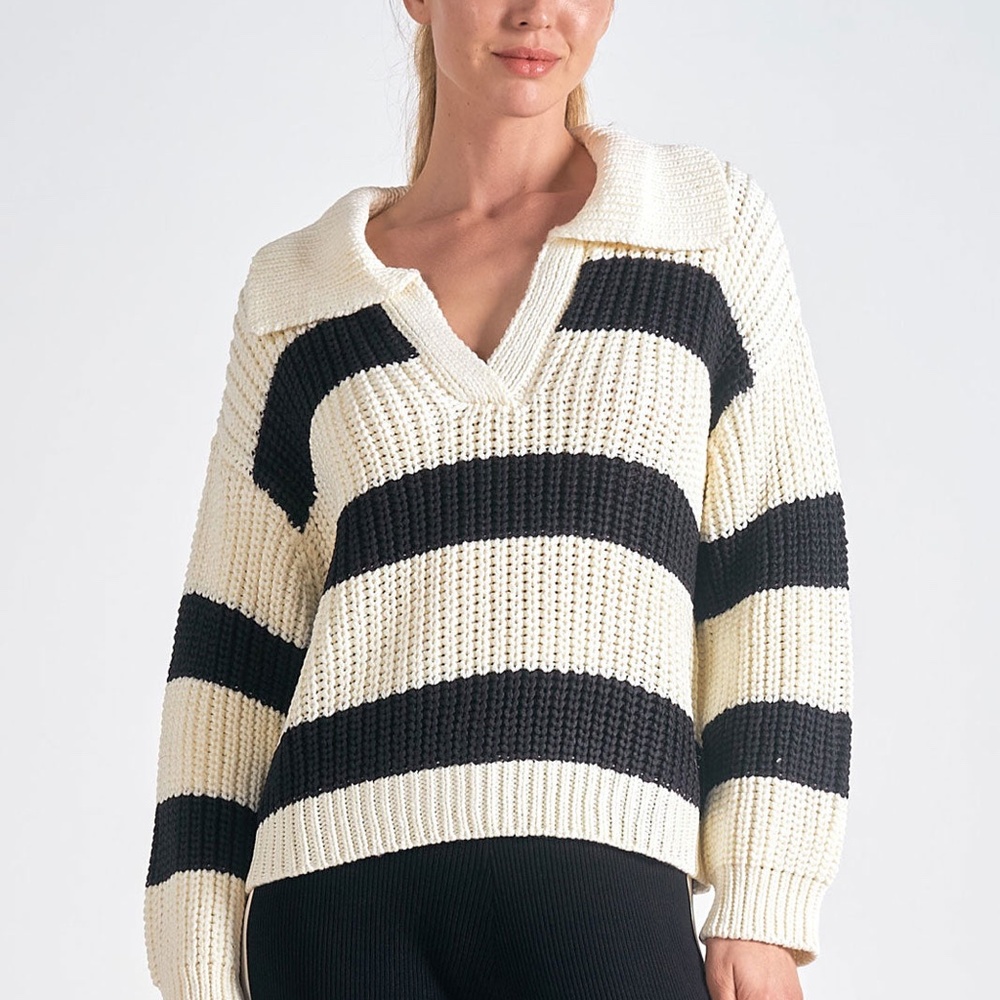 COLOR BLOCK V-NECK SWEATER